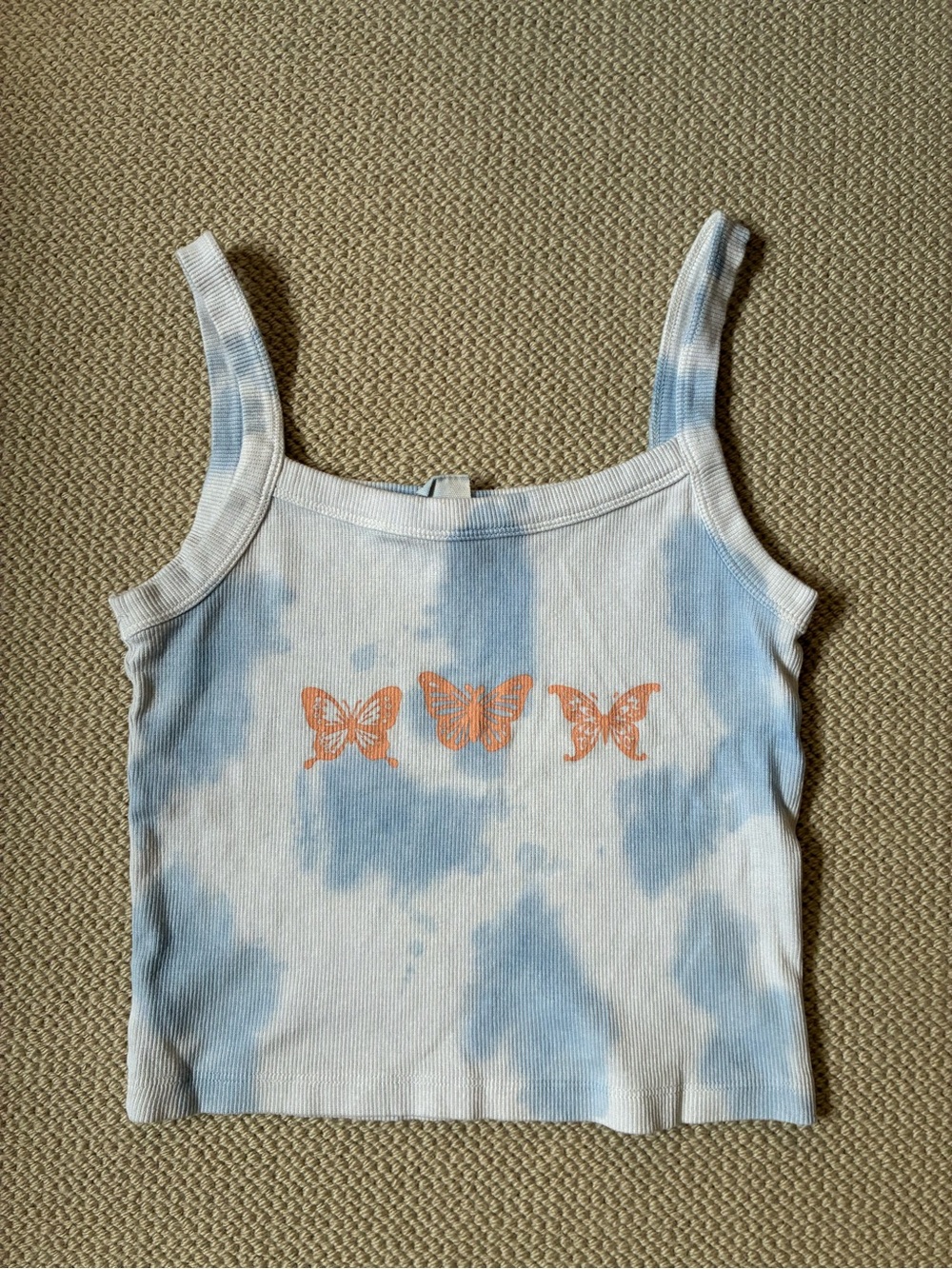 Urban Outfitters Light Blue Tie-Dye Ribbed Tank Small